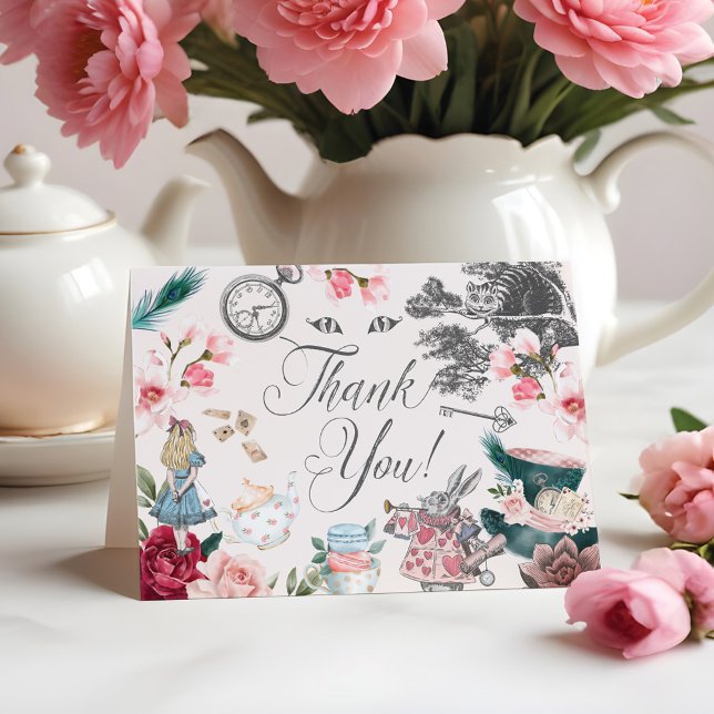 Vintage Alice In Wonderland Fairytale Collage Thank You Card (Vintage Alice In Wonderland Fairytale Collage Thank You Card)