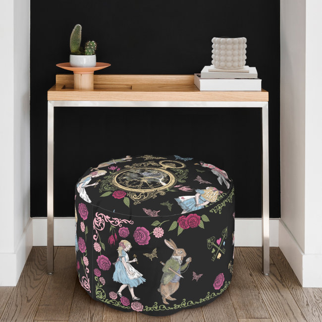 Vintage Alice In Wonderland Fairytale Decoupage Pouf