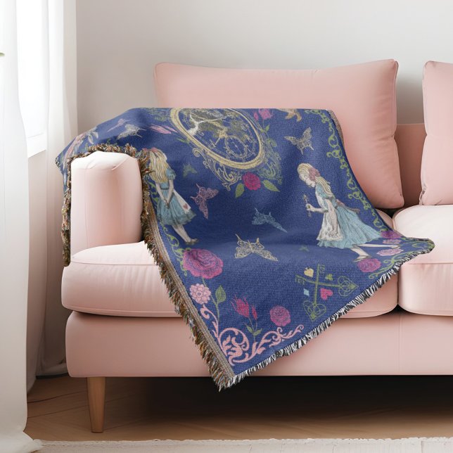 Vintage Alice In Wonderland Fairytale Decoupage Throw Blanket (Vintage Alice In Wonderland Fairytale Decoupage Throw Blanket)