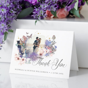 Vintage Alice In Wonderland Fairytale Photo Letterpress Thank You Card