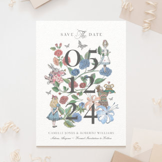 Vintage Alice in Wonderland Fairytale Storybook Save The Date
