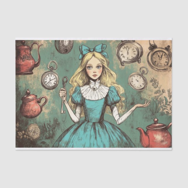 Vintage Alice in Wonderland Fantasy Decoupage Tissue Paper (Front)