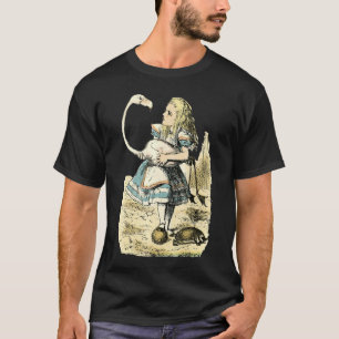 Vintage Alice In Wonderland Flamingo Croquet Illus T-Shirt