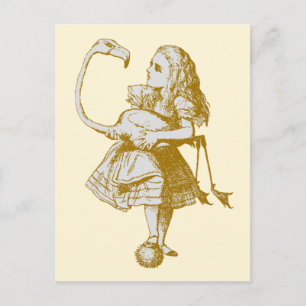 Vintage Alice in Wonderland Flamingo Postcard