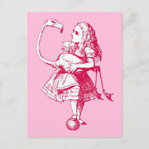 Vintage Alice in Wonderland Flamingo Postcard