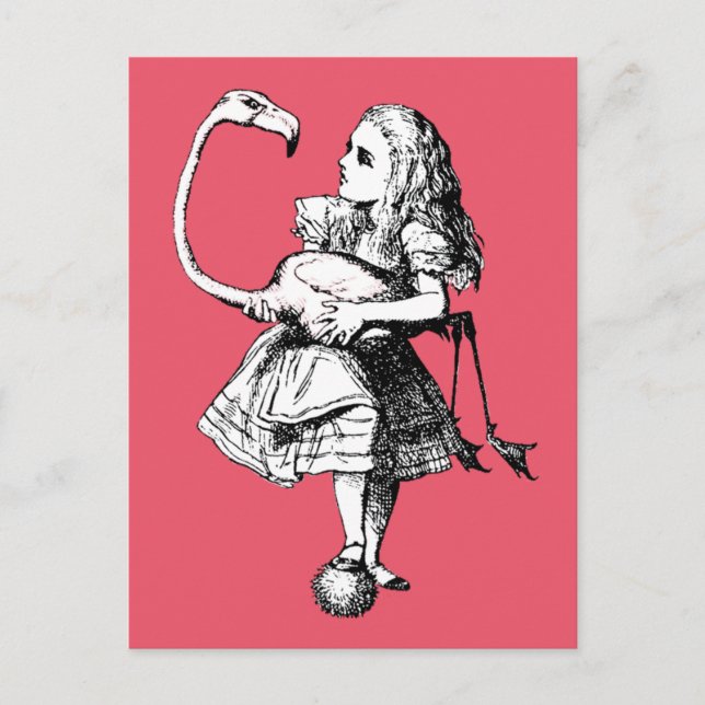Vintage Alice in Wonderland Flamingo Postcard (Front)