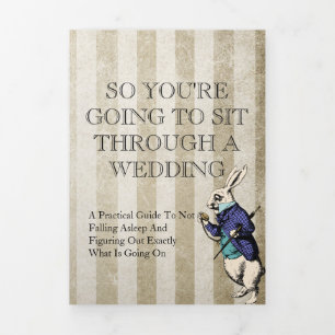 Vintage Alice in Wonderland Funny Wedding Tri-Fold Program