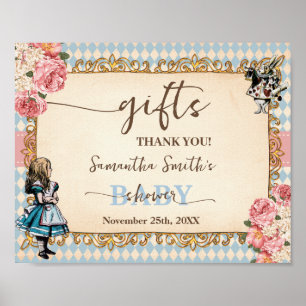 Vintage Alice in Wonderland Gifts Baby Shower Poster