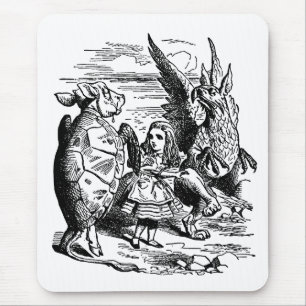 Vintage Alice in Wonderland, Gryphon, Mock Turtle Mouse Pad