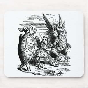 Vintage Alice in Wonderland, Gryphon, Mock Turtle Mouse Pad