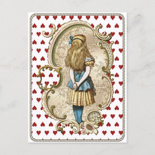 Vintage Alice in Wonderland Hearts Postcard
