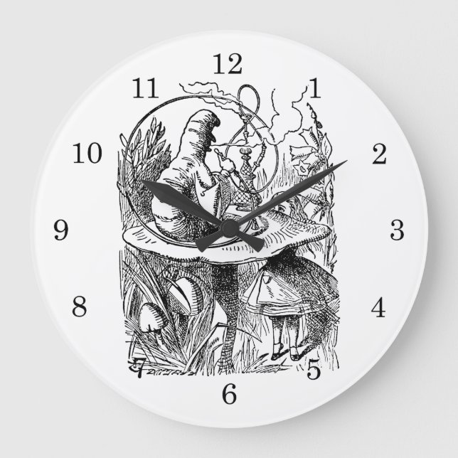 Vintage Alice in Wonderland Hookah Caterpillar Large Clock (Front)