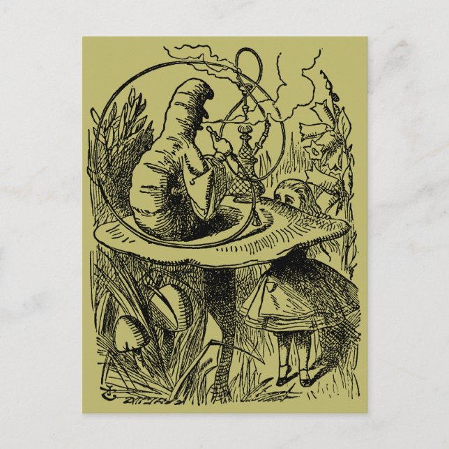 Vintage Alice in Wonderland Hookah Caterpillar Postcard (Front)
