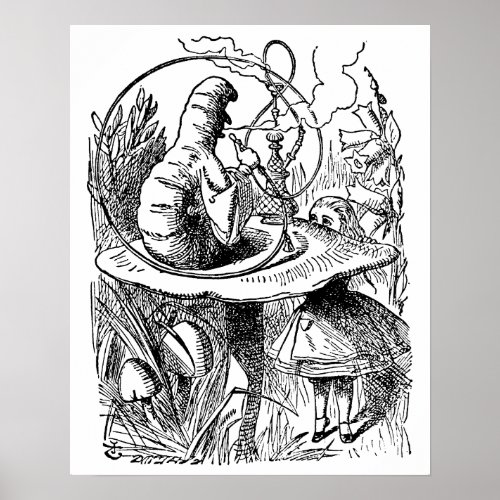 Vintage Alice in Wonderland Hookah Caterpillar Poster