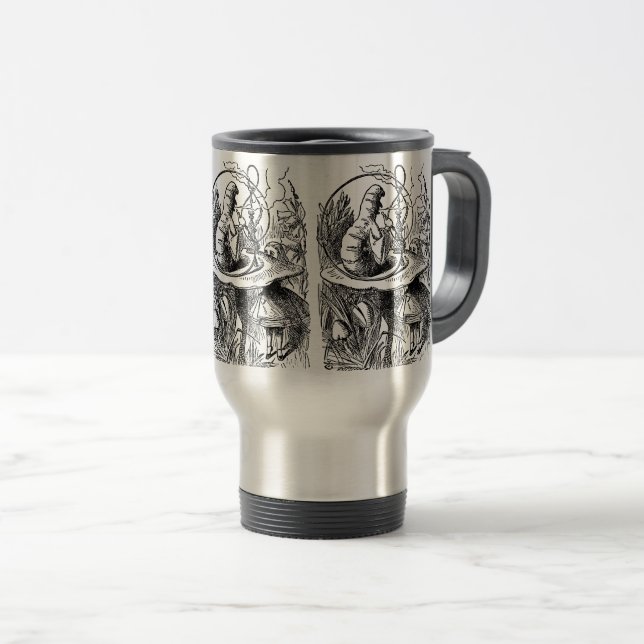 Vintage Alice in Wonderland Hookah Caterpillar Travel Mug (Front Right)