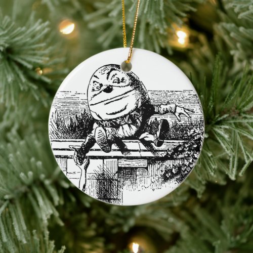 Vintage Alice in Wonderland Humpty Dumpty on Wall Ceramic Ornament