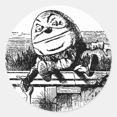 Vintage Alice in Wonderland Humpty Dumpty on Wall Classic Round Sticker