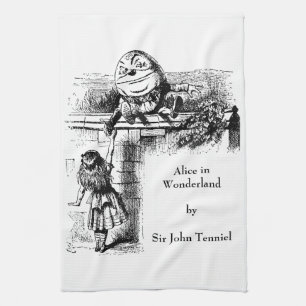 Vintage Alice in Wonderland, Humpty Dumpty on Wall Kitchen Towel