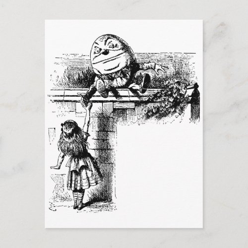 Vintage Alice in Wonderland Humpty Dumpty on Wall Postcard