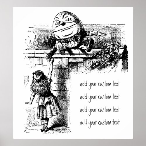 Vintage Alice in Wonderland Humpty Dumpty on Wall Poster
