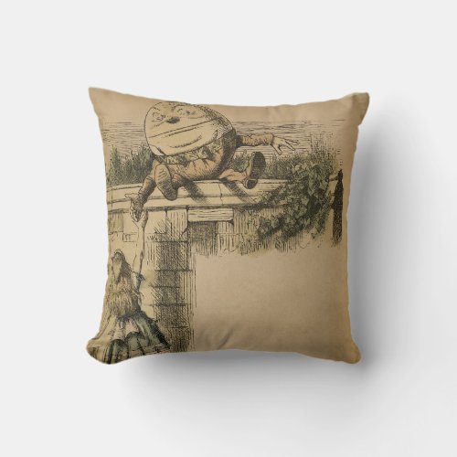 Vintage Alice in Wonderland Humpty Dumpty Throw Pillow