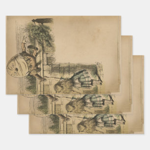 Vintage Alice in Wonderland Humpty Dumpty Wrapping Paper Sheets