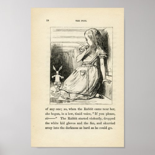 Vintage Alice in Wonderland Illustration Poster