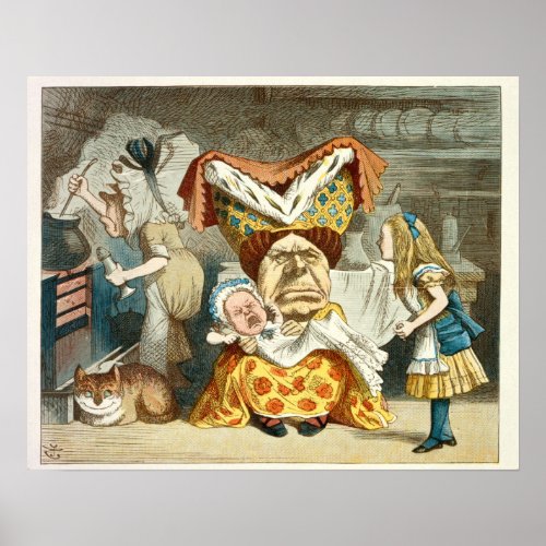 Vintage Alice in Wonderland Illustration Poster