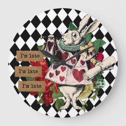 Vintage Alice in Wonderland Large Clock