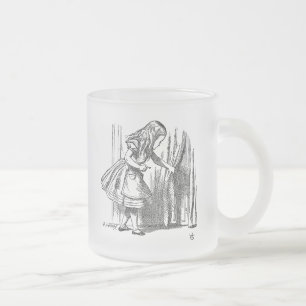 Vintage Alice in Wonderland looking for the door Frosted Glass Coffee Mug