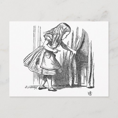 Vintage Alice in Wonderland looking for the door Postcard