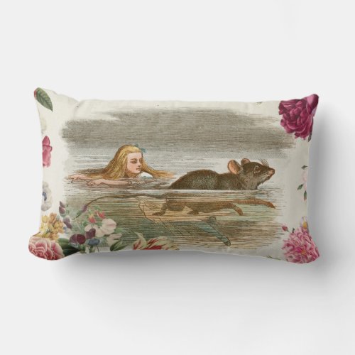 Vintage Alice in Wonderland Lumbar Pillow