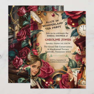Vintage Alice in Wonderland Mad Hatter Party Invitation
