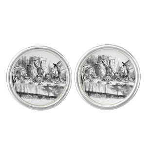 Vintage Alice in Wonderland Mad Hatter tea party Cufflinks