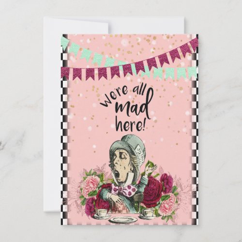 Vintage Alice in Wonderland Mad Hatter Tea Party Note Card