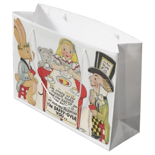 Vintage Alice In Wonderland Mad Tea Party Large Gift Bag