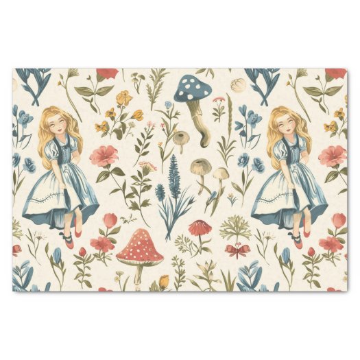 Vintage Alice in Wonderland Mushroom Decoupage
