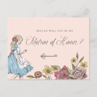 Vintage Alice in Wonderland | My Matron of Honor? Invitation Postcard