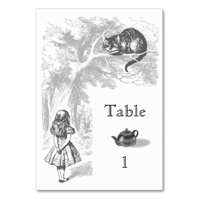 Vintage Alice in Wonderland Party Table Card (Front)