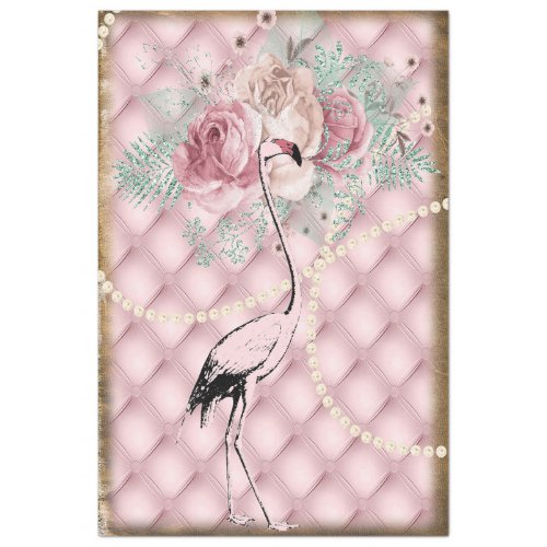 Vintage Alice in Wonderland Pink Flamingo Luxury Tissue Paper