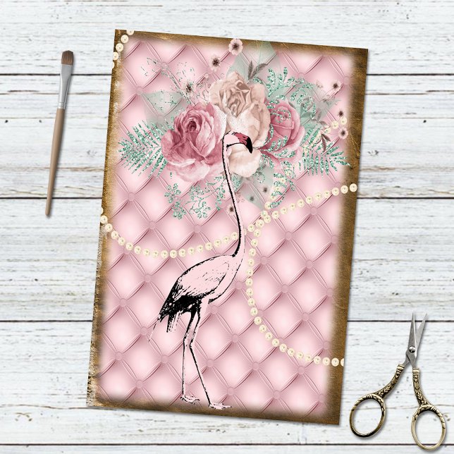 Vintage Alice in Wonderland Pink Flamingo Luxury Tissue Paper (Creator Uploaded)