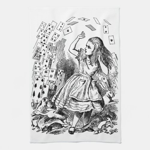 Vintage Alice in Wonderland Playing Cards Flying Kitchen Towel