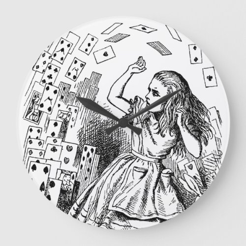Vintage Alice in Wonderland Playing Cards Flying Large Clock