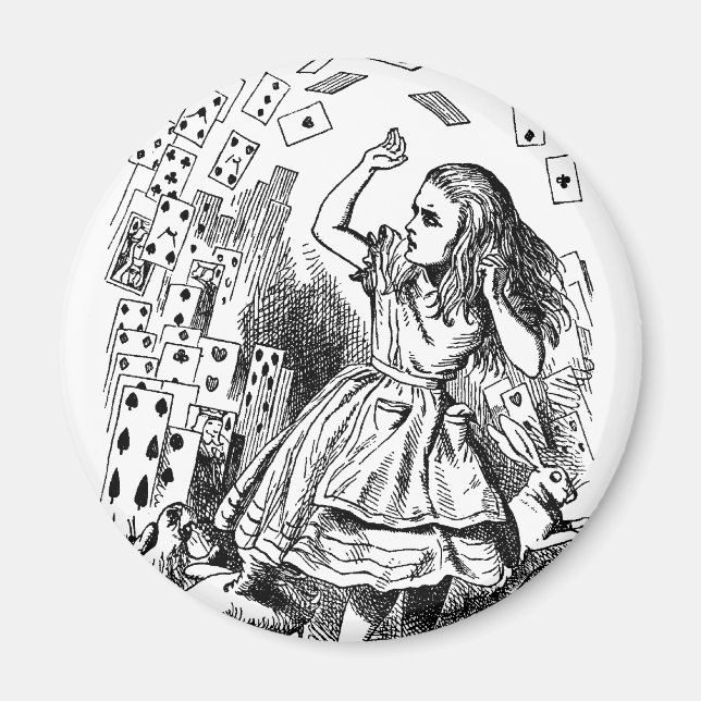 Vintage Alice in Wonderland, Playing Cards Flying Magnet (Front)