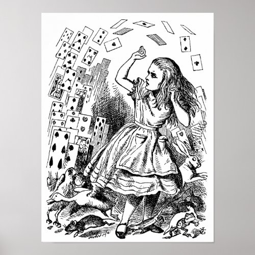 Vintage Alice in Wonderland Playing Cards Flying Poster