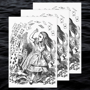 Vintage Alice in Wonderland, Playing Cards Flying Wrapping Paper Sheets