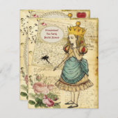 Vintage Alice in Wonderland Princess Bridal Shower Invitation (Front/Back)