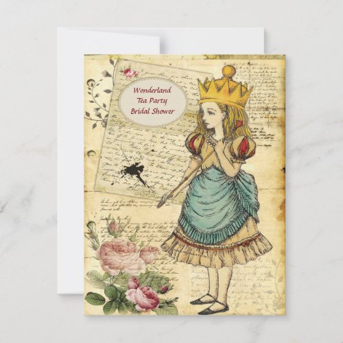 Vintage Alice in Wonderland Princess Bridal Shower Invitation