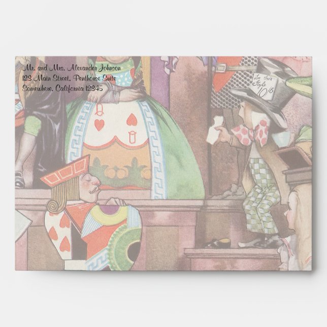 Vintage Alice in Wonderland, Queen of Hearts Envelope (Front)