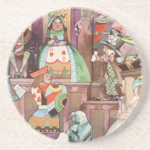 Vintage Alice in Wonderland Queen of Hearts Sandstone Coaster